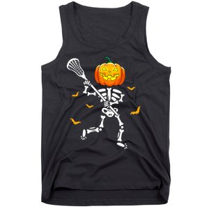 Pumpkin Skeleton Lacrosse Halloween Tank Top