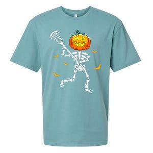 Pumpkin Skeleton Lacrosse Halloween Sueded Cloud Jersey T-Shirt