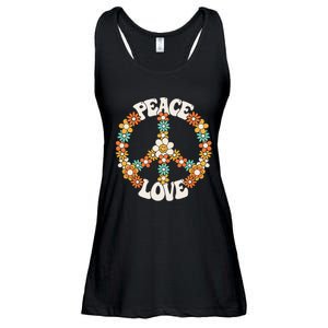 Peace Sign Love 60s 70s Groovy Hippie Theme Party Ladies Essential Flowy Tank