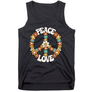 Peace Sign Love 60s 70s Groovy Hippie Theme Party Tank Top