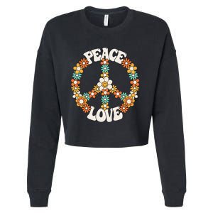 Peace Sign Love 60s 70s Groovy Hippie Theme Party Cropped Pullover Crew