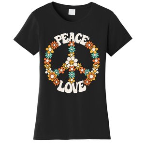 Peace Sign Love 60s 70s Groovy Hippie Theme Party Women's T-Shirt