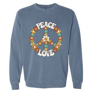 Peace Sign Love 60s 70s Groovy Hippie Theme Party Garment-Dyed Sweatshirt