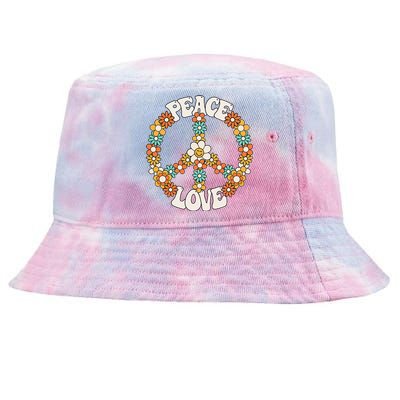 Peace Sign Love 60s 70s Groovy Hippie Theme Party Tie-Dyed Bucket Hat