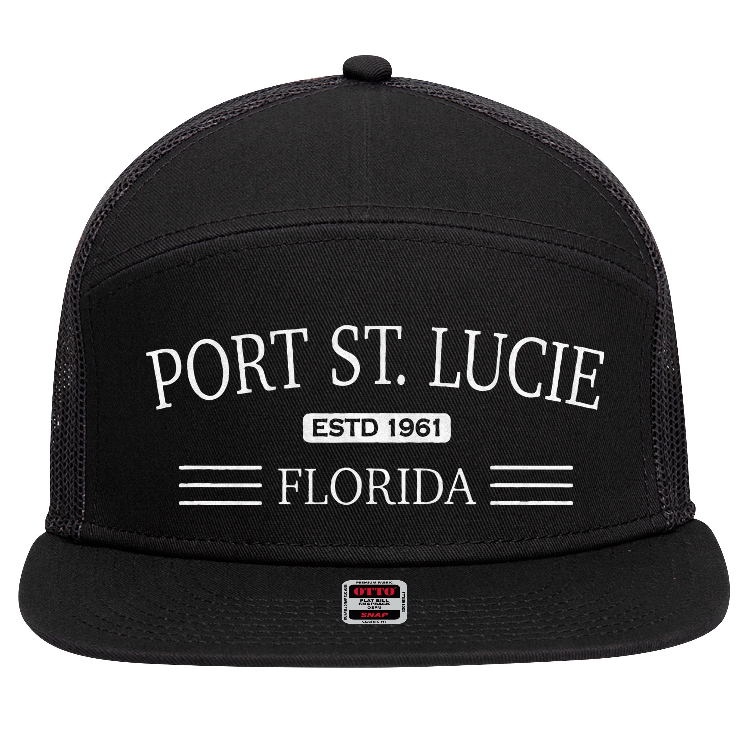 Port St Lucie Florida FL 7 Panel Mesh Trucker Snapback Hat