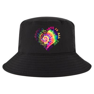 PEACE SIGN LOVE 60s 70s Tie Dye Hippie Halloween Costume Cool Comfort Performance Bucket Hat