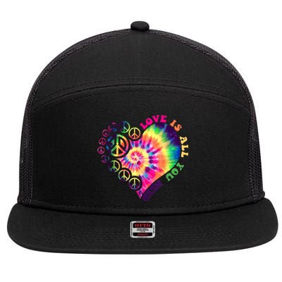 PEACE SIGN LOVE 60s 70s Tie Dye Hippie Halloween Costume 7 Panel Mesh Trucker Snapback Hat