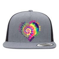 PEACE SIGN LOVE 60s 70s Tie Dye Hippie Halloween Costume Flat Bill Trucker Hat