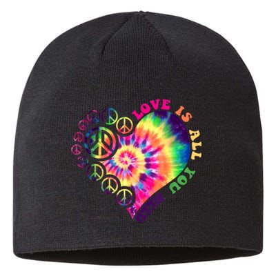 PEACE SIGN LOVE 60s 70s Tie Dye Hippie Halloween Costume Sustainable Beanie