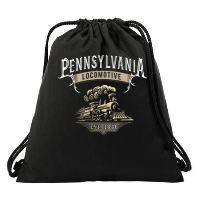 Pennsylvania Steam Locomotive Train Drawstring Bag