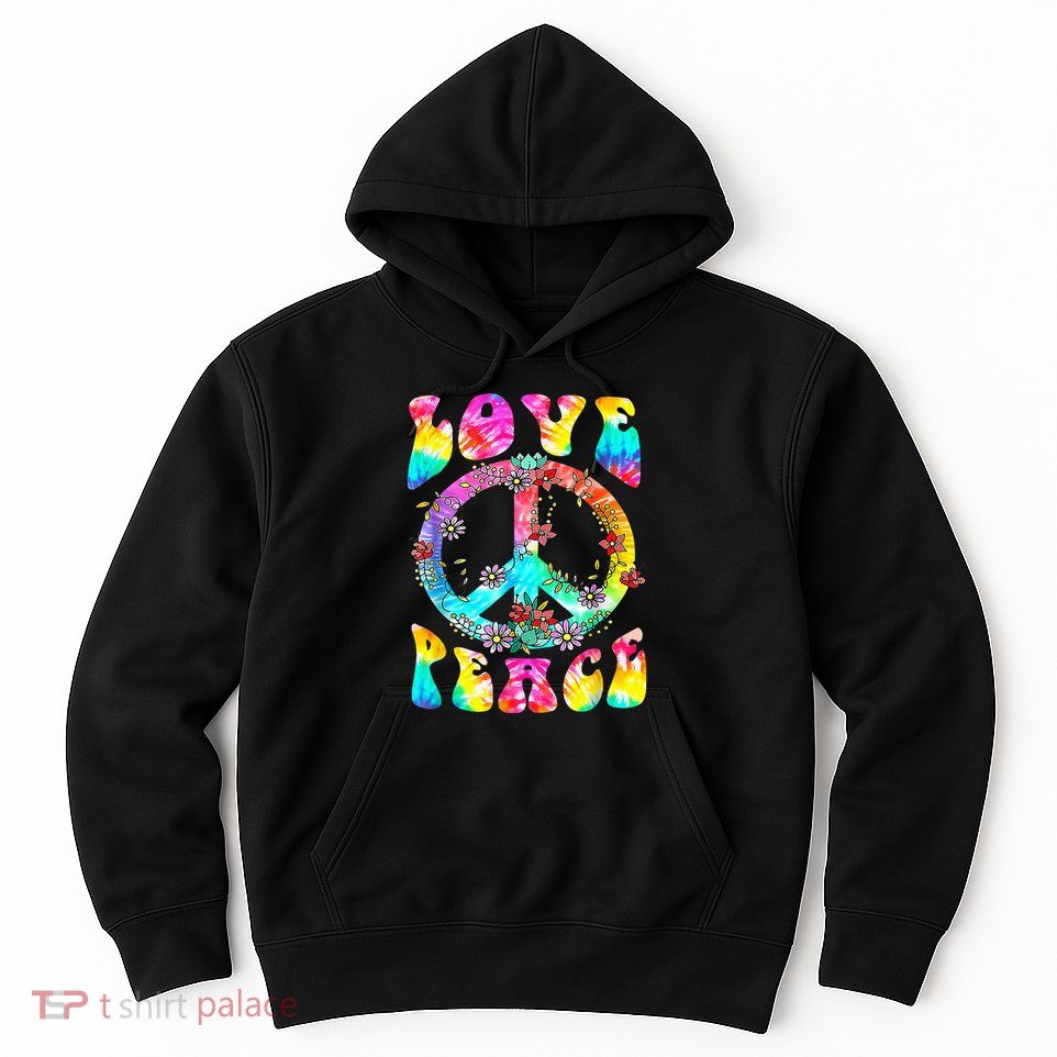 Peace Sign Love 60's 70's Tie Dye Hippie Costume Hoodie