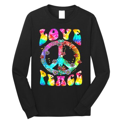 Peace Sign Love 60's 70's Tie Dye Hippie Costume Long Sleeve Shirt