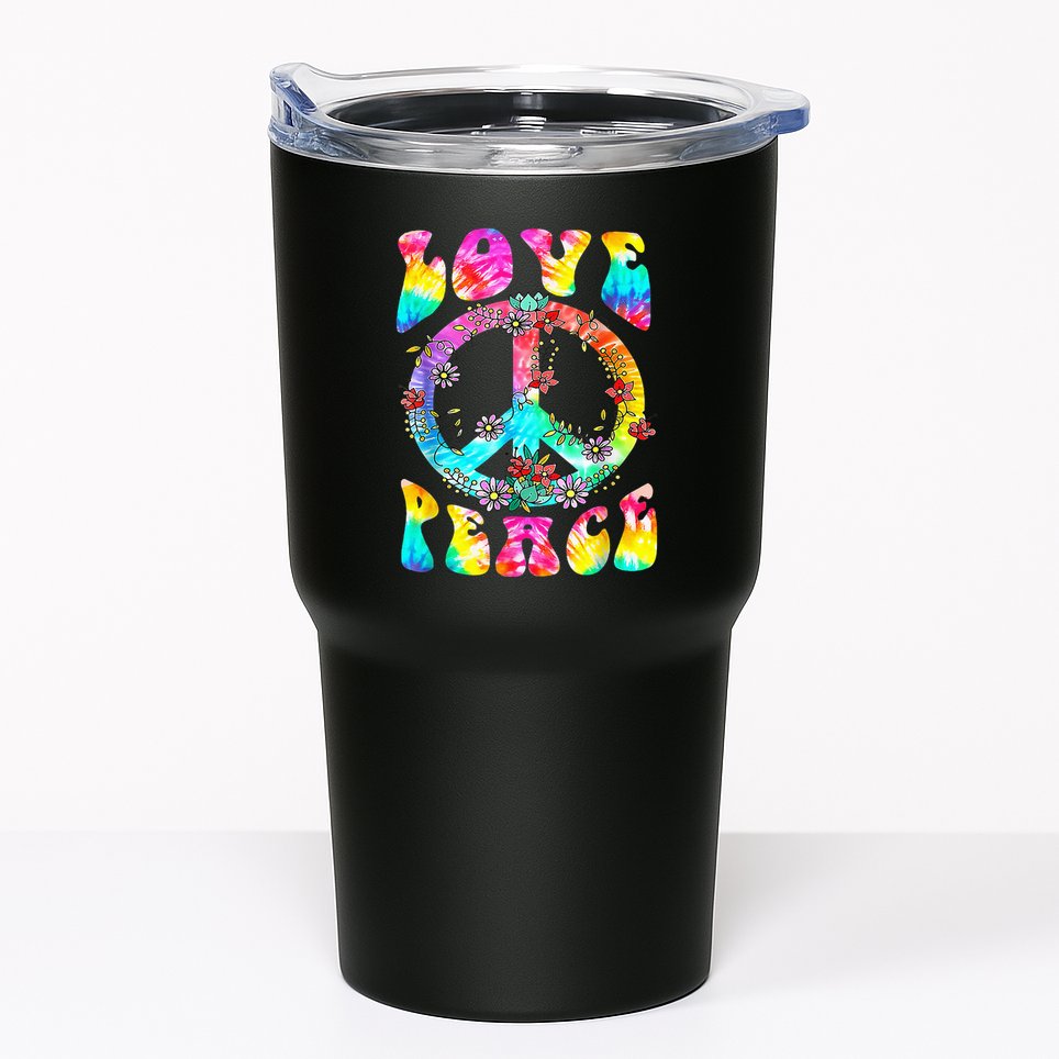 Peace Sign Love 60's 70's Tie Dye Hippie Costume Tumbler