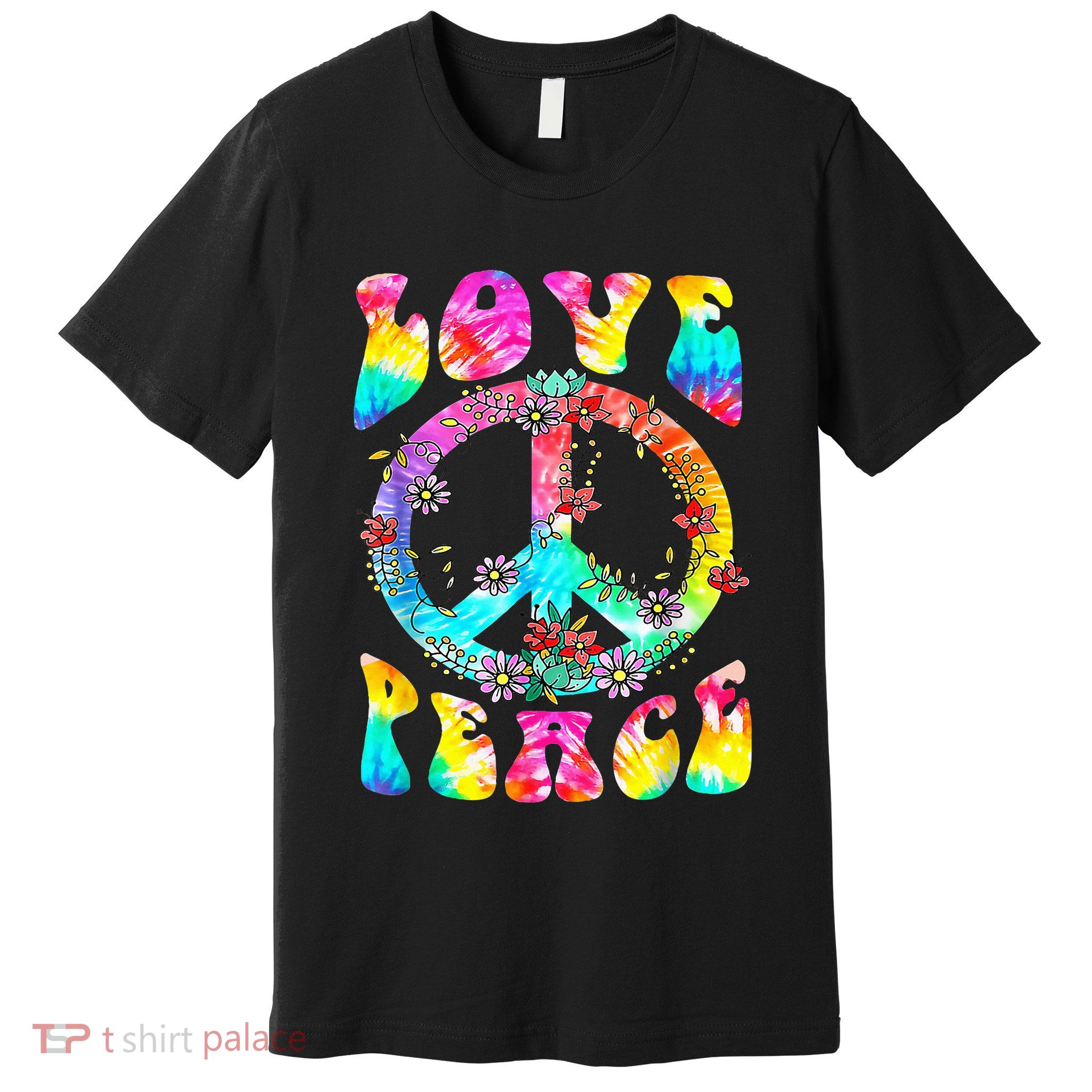 Peace Sign Love 60's 70's Tie Dye Hippie Costume Premium T-Shirt