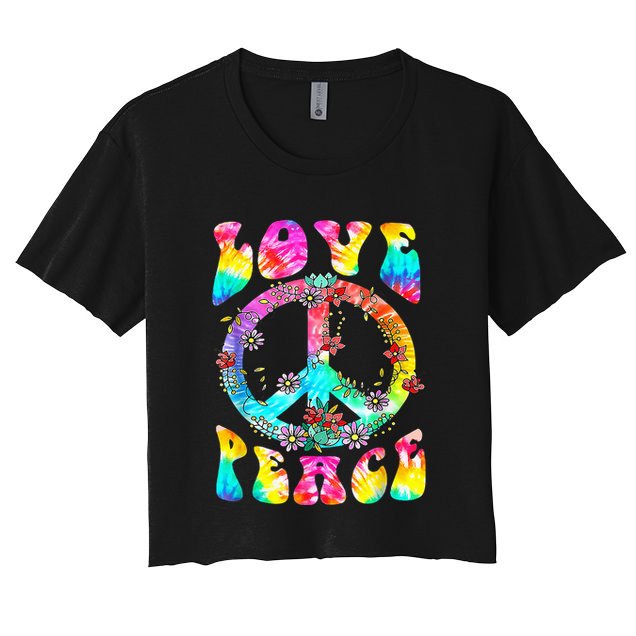 Peace Sign Love 60's 70's Tie Dye Hippie Costume Crop Top