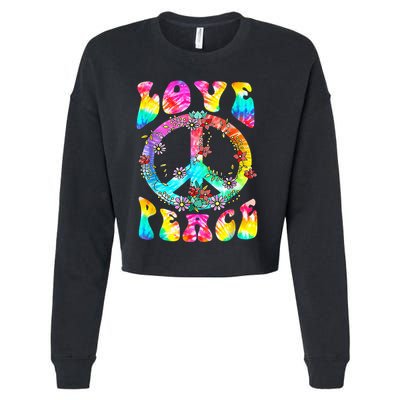 Peace Sign Love 60's 70's Tie Dye Hippie Costume Cropped Pullover Crew