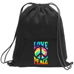 Peace Sign Love 60S 70S Tie Dye Hippie Costume Sweatshirt Cinch Pack Bag