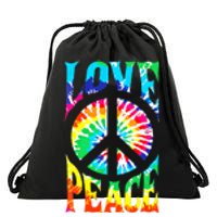 Peace Sign Love 60S 70S Tie Dye Hippie Costume Drawstring Bag