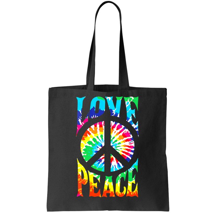 Peace Sign Love 60S 70S Tie Dye Hippie Costume Tote Bag