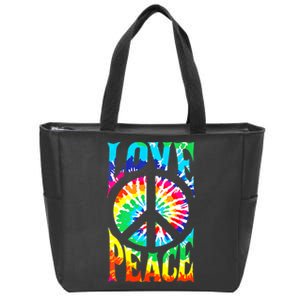 Peace Sign Love 60S 70S Tie Dye Hippie Costume Zip Tote Bag