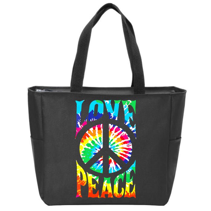 Peace Sign Love 60S 70S Tie Dye Hippie Costume Zip Tote Bag