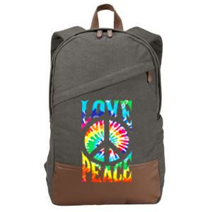 Peace Sign Love 60S 70S Tie Dye Hippie Costume Cotton Canvas Backpack