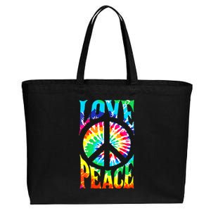 Peace Sign Love 60S 70S Tie Dye Hippie Costume Cotton Canvas Jumbo Tote