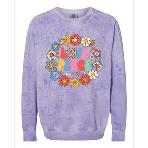 Peace Sign Love 60s 70s Love Peace Hippie Costume Colorblast Crewneck Sweatshirt