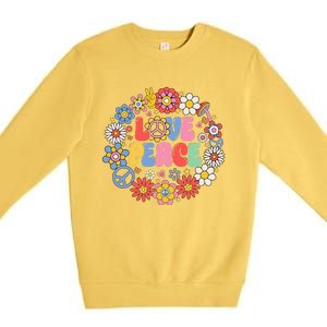 Peace Sign Love 60s 70s Love Peace Hippie Costume Premium Crewneck Sweatshirt