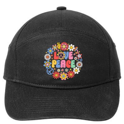 Peace Sign Love 60s 70s Love Peace Hippie Costume 7-Panel Snapback Hat