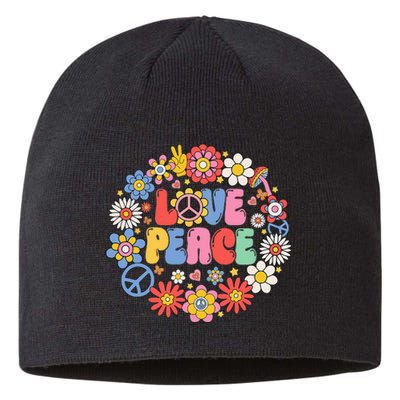 Peace Sign Love 60s 70s Love Peace Hippie Costume Sustainable Beanie