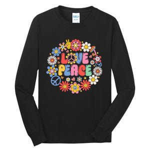 Peace Sign Love 60s 70s Love Peace Hippie Costume Tall Long Sleeve T-Shirt