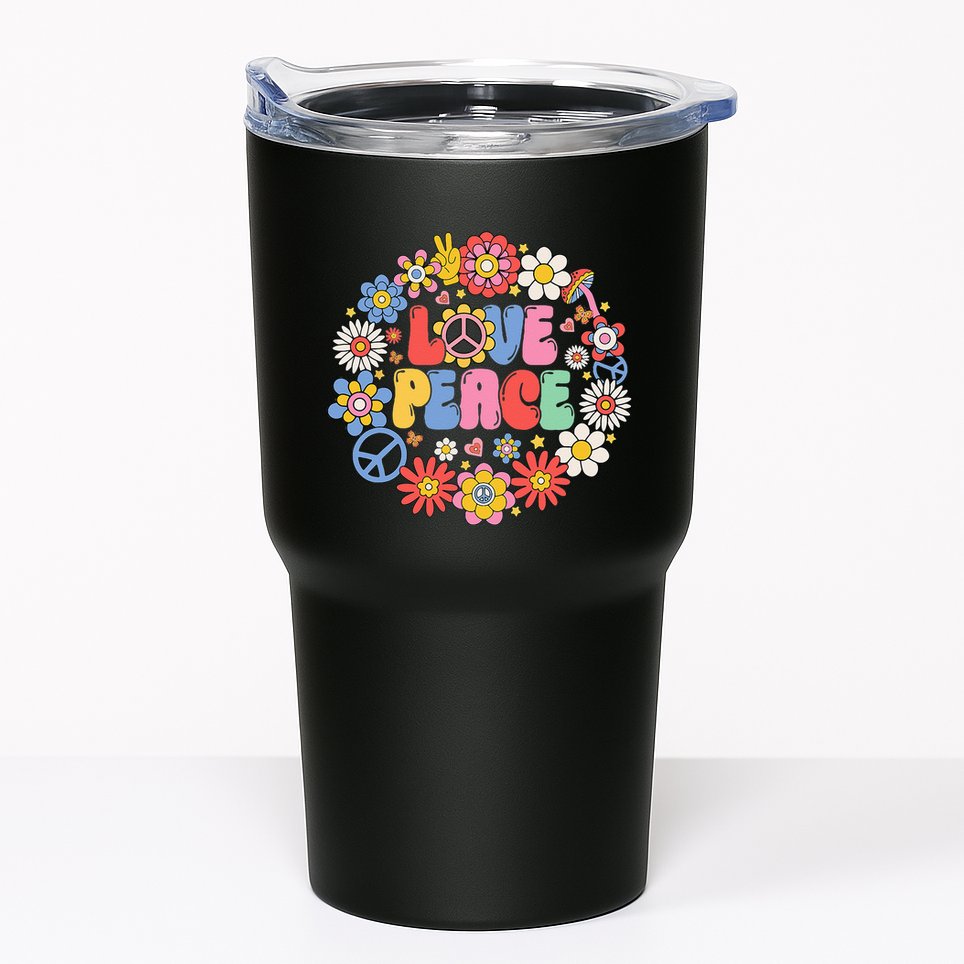 Peace Sign Love 60s 70s Love Peace Hippie Costume Tumbler
