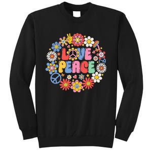 Peace Sign Love 60s 70s Love Peace Hippie Costume Tall Sweatshirt