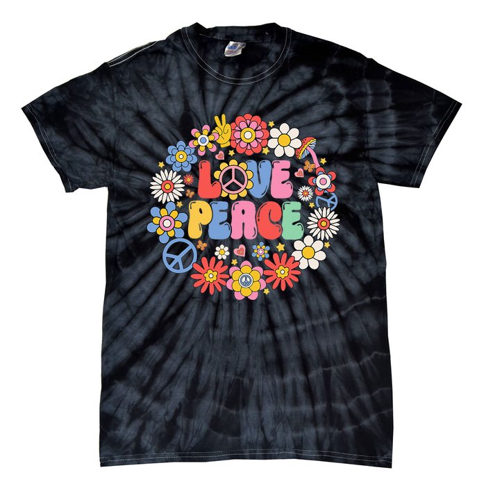 Peace Sign Love 60s 70s Love Peace Hippie Costume Tie-Dye T-Shirt