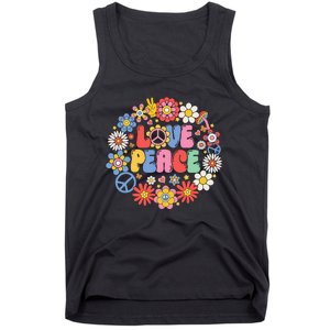 Peace Sign Love 60s 70s Love Peace Hippie Costume Tank Top