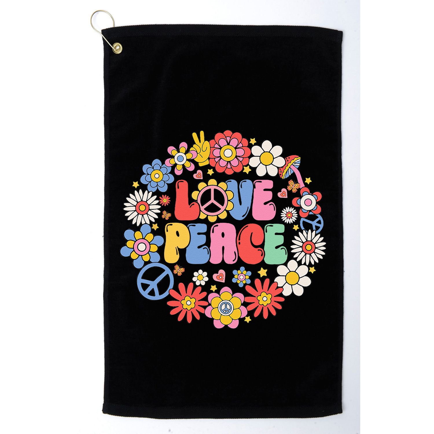 Peace Sign Love 60s 70s Love Peace Hippie Costume Golf Towel