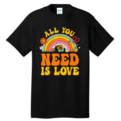 Peace Sign Love 60S 70 Hippie Groovy Vibes Halloween Costume Tall T-Shirt