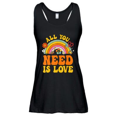 Peace Sign Love 60S 70 Hippie Groovy Vibes Halloween Costume Ladies Essential Flowy Tank