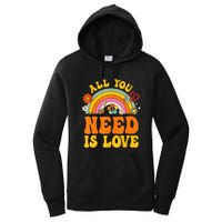 Peace Sign Love 60S 70 Hippie Groovy Vibes Halloween Costume Women's Pullover Hoodie