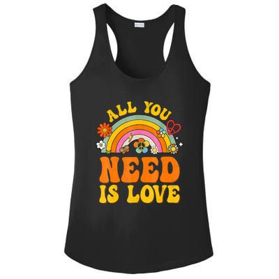 Peace Sign Love 60S 70 Hippie Groovy Vibes Halloween Costume Ladies PosiCharge Competitor Racerback Tank