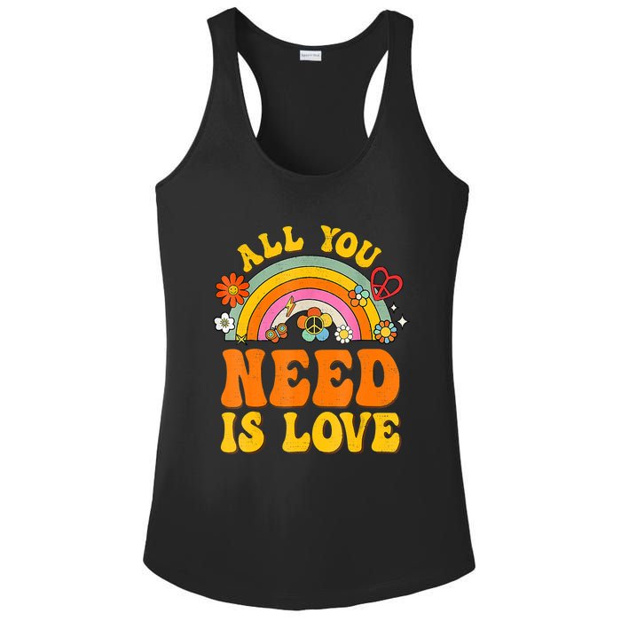 Peace Sign Love 60S 70 Hippie Groovy Vibes Halloween Costume Ladies PosiCharge Competitor Racerback Tank