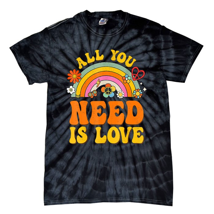 Peace Sign Love 60S 70 Hippie Groovy Vibes Halloween Costume Tie-Dye T-Shirt