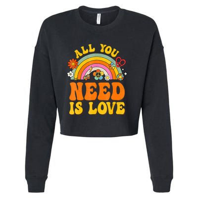 Peace Sign Love 60S 70 Hippie Groovy Vibes Halloween Costume Cropped Pullover Crew