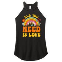 Peace Sign Love 60S 70 Hippie Groovy Vibes Halloween Costume Women's Perfect Tri Rocker Tank