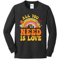 Peace Sign Love 60S 70 Hippie Groovy Vibes Halloween Costume Kids Long Sleeve Shirt