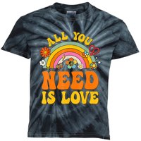 Peace Sign Love 60S 70 Hippie Groovy Vibes Halloween Costume Kids Tie-Dye T-Shirt