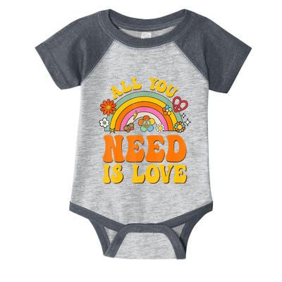 Peace Sign Love 60S 70 Hippie Groovy Vibes Halloween Costume Infant Baby Jersey Bodysuit