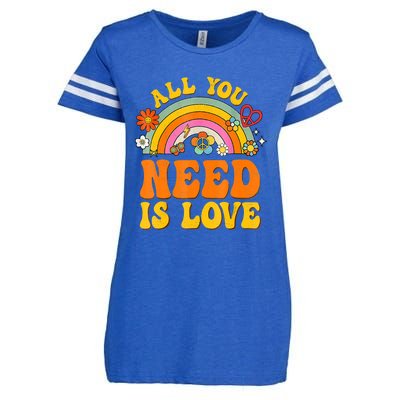 Peace Sign Love 60S 70 Hippie Groovy Vibes Halloween Costume Enza Ladies Jersey Football T-Shirt