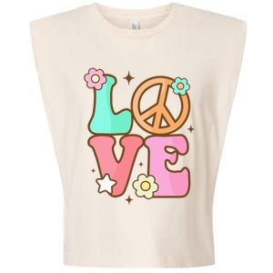 Peace Sign Love 60s 70s Costume Groovy Hippie Theme Party Garment-Dyed Women's Muscle Tee